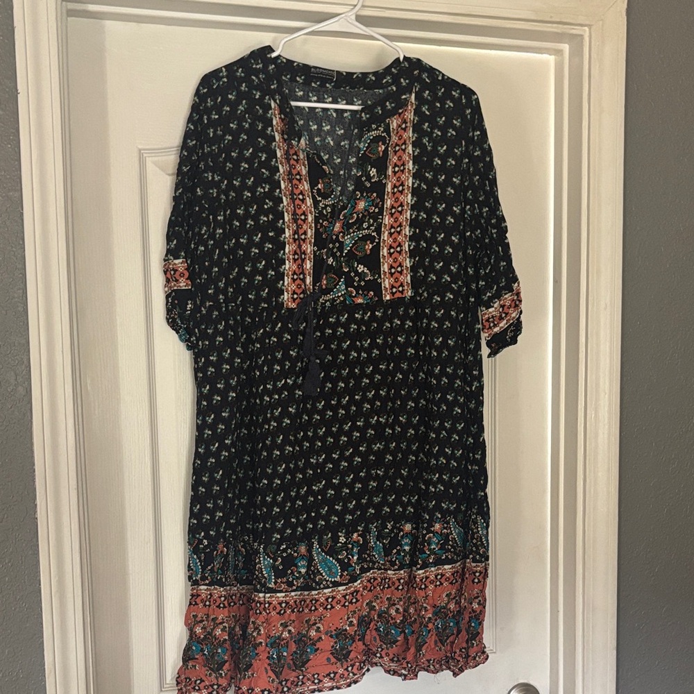 BloomChic Black and Coral Mini Dress